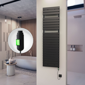 Radiva 10H Elektrikli Havlupan 500x1772 Mat Siyah (On/Off Düğmeli) 900 W