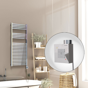 Radiva Barbados Elektirikli Havlupan 500x1200 Krom (KTX1 Termostat) 600W Spiral Kablolu - 1BAR05001200K1PEB060-K - Elektrikli Havlupan