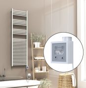 Radiva Barbados Elektirikli Havlupan 500x1600 Beyaz Parlak (KTX3 Termostat) 1000W Spiral Kablolu - 1BAR05001600B1PE7100-K - Elektrikli Havlupan