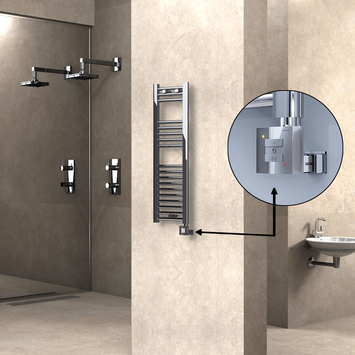 Radiva HAITI Elektirikli Havlupan 300x1000 Düz Krom (KTX1 Termostat) 200W - 1HAI03001000DK1PEB020 - Elektrikli Havlupan