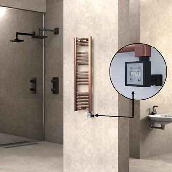 Radiva HAITI Elektirikli Havlupan 300x1100 Düz Bakır Eskitme (KTX3 Termostat) 200W - 1HAI03001100DK3PE7020 - Elektrikli Havlupan