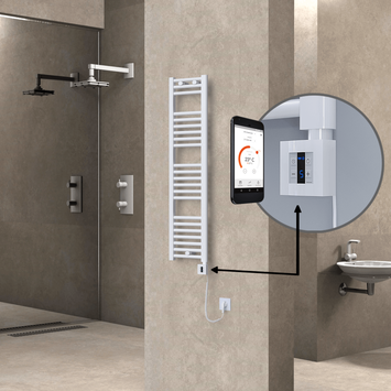 Radiva HAITI Elektirikli Havlupan 300x1200 Düz Beyaz (KTX4 Termostat) 300W Spiral Kablolu - 1HAI03001200DB1PEC030-K - Elektrikli Havlupan