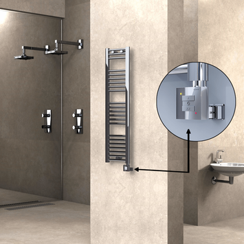 Radiva HAITI Elektirikli Havlupan 300x1200 Düz Krom (KTX1 Termostat) 200W - 1HAI03001200DK1PEB020 - Elektrikli Havlupan