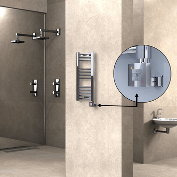 Radiva HAITI Elektirikli Havlupan 300x700 Düz Krom (KTX1 Termostat) 200W - 1HAI03000700DK1PEB020 - Elektrikli Havlupan