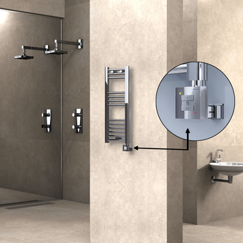 Radiva HAITI Elektirikli Havlupan 300x800 Düz Krom (KTX1 Termostat) 200W - 1HAI03000800DK1PEB020 - Elektrikli Havlupan