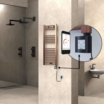 Radiva HAITI Elektirikli Havlupan 400x1000 Düz Bakır Eskitme (KTX4 Termostat) 200W Spiral Kablolu - 1HAI04001000DK3PEC020-K - Elektrikli Havlupan