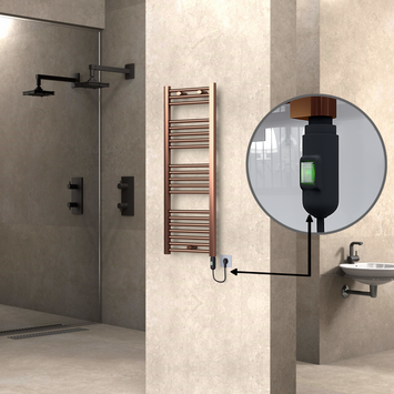 Radiva HAITI Elektirikli Havlupan 400x1100 Düz Bakır Eskitme (On/Off Düğmeli) 300W - 1HAI04001100DK3PE1030 - Elektrikli Havlupan