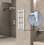 Radiva HAITI Elektirikli Havlupan 400x1100 Düz Beyaz (KTX3 Termostat) 600W Spiral Kablolu