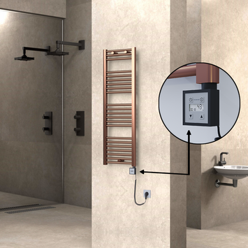 Radiva HAITI Elektirikli Havlupan 400x1200 Düz Bakır Eskitme (KTX3 Termostat) 300W Spiral Kablolu - 1HAI04001200DK3PE7030-K - Elektrikli Havlupan