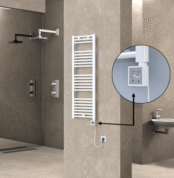 Radiva HAITI Elektirikli Havlupan 400x1200 Düz Beyaz (KTX3 Termostat) 600W Spiral Kablolu