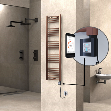 Radiva HAITI Elektirikli Havlupan 400x1500 Düz Bakır Eskitme (KTX4 Termostat) 300W Spiral Kablolu - 1HAI04001500DK3PEC030-K - Elektrikli Havlupan