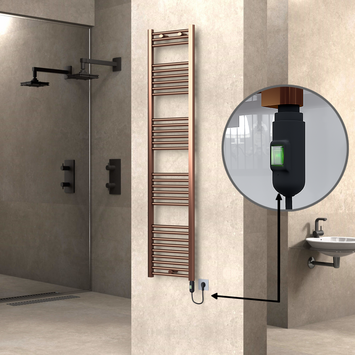 Radiva HAITI Elektirikli Havlupan 400x1800 Düz Bakır Eskitme (On/Off Düğmeli) 300W - 1HAI04001800DK3PE1030 - Elektrikli Havlupan