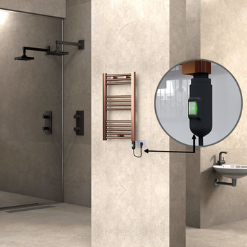 Radiva HAITI Elektirikli Havlupan 400x700 Düz Bakır Eskitme (On/Off Düğmeli) 200W - 1HAI04000700DK3PE1020 - Elektrikli Havlupan