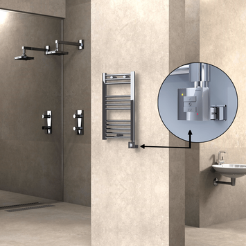 Radiva HAITI Elektirikli Havlupan 400x700 Düz Krom (KTX1 Termostat) 200W - 1HAI04000700DK1PEB020 - Elektrikli Havlupan