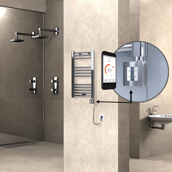 Radiva HAITI Elektirikli Havlupan 400x700 Düz Krom (KTX4 Termostat) 200W Spiral Kablolu - 1HAI04000700DK1PEC020-K - Elektrikli Havlupan