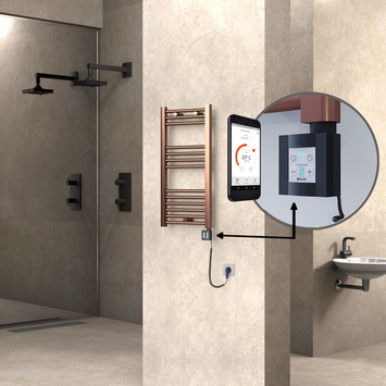 Radiva HAITI Elektirikli Havlupan 400x800 Düz Bakır Eskitme (KTX4 Termostat) 200W Spiral Kablolu - 1HAI04000800DK3PEC020-K - Elektrikli Havlupan