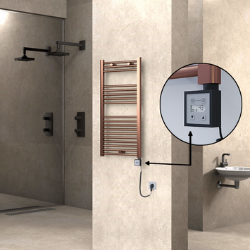 Radiva HAITI Elektirikli Havlupan 500x1000 Düz Bakır Eskitme (KTX3 Termostat) 300W Spiral Kablolu - 1HAI05001000DK3PE7030-K - Elektrikli Havlupan