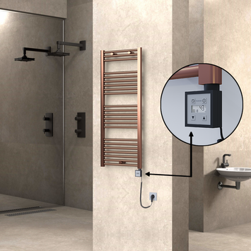 Radiva HAITI Elektirikli Havlupan 500x1200 Düz Bakır Eskitme (KTX3 Termostat) 300W Spiral Kablolu - 1HAI05001200DK3PE7030-K - Elektrikli Havlupan