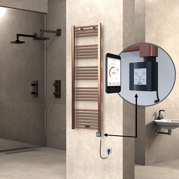 Radiva HAITI Elektirikli Havlupan 500x1500 Düz Bakır Eskitme (KTX4 Termostat) 600W Spiral Kablolu - 1HAI05001500DK3PEC060-K - Elektrikli Havlupan