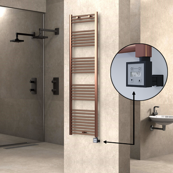 Radiva HAITI Elektirikli Havlupan 500x1800 Düz Bakır Eskitme (KTX3 Termostat) 600W - 1HAI05001800DK3PE7060 - Elektrikli Havlupan