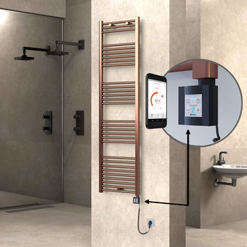 Radiva HAITI Elektirikli Havlupan 500x1800 Düz Bakır Eskitme (KTX4 Termostat) 600W Spiral Kablolu - 1HAI05001800DK3PEC060-K - Elektrikli Havlupan