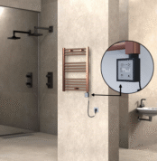 Radiva HAITI Elektirikli Havlupan 500x700 Düz Bakır Eskitme (KTX3 Termostat) 200W Spiral Kablolu