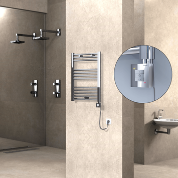 Radiva HAITI Elektirikli Havlupan 500x700 Düz Krom (KTX1 Termostat) 200W Spiral Kablolu - 1HAI05000700DK1PEB020-K - Elektrikli Havlupan