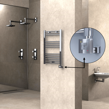 Radiva HAITI Elektirikli Havlupan 500x800 Düz Krom (KTX1 Termostat) 200W - 1HAI05000800DK1PEB020 - Elektrikli Havlupan