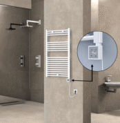 Radiva HAITI Elektirikli Havlupan 600x1000 Düz Beyaz (KTX3 Termostat) 600W Spiral Kablolu