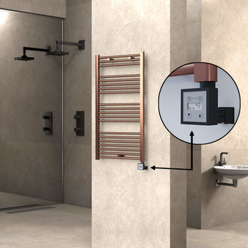 Radiva HAITI Elektirikli Havlupan 600x1100 Düz Bakır Eskitme (KTX3 Termostat) 300W - 1HAI06001100DK3PE7030 - Elektrikli Havlupan