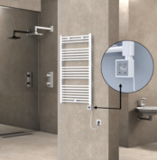 Radiva HAITI Elektirikli Havlupan 600x1100 Düz Beyaz (KTX3 Termostat) 600W Spiral Kablolu - 1HAI06001100DB1PE7060-K - Elektrikli Havlupan