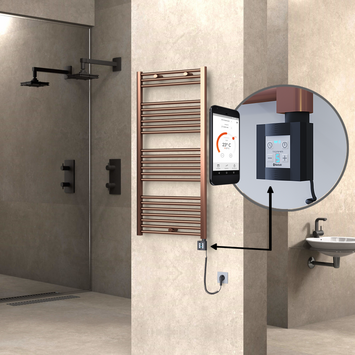 Radiva HAITI Elektirikli Havlupan 600x1200 Düz Bakır Eskitme (KTX4 Termostat) 300W Spiral Kablolu - 1HAI06001200DK3PEC030-K - Elektrikli Havlupan