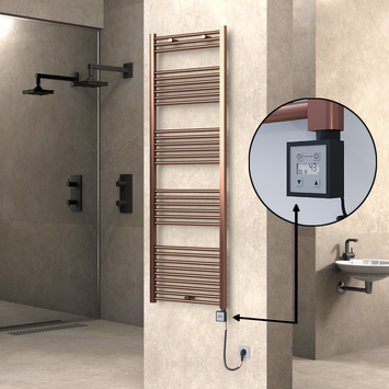 Radiva HAITI Elektirikli Havlupan 600x1800 Düz Bakır Eskitme (KTX3 Termostat) 600W Spiral Kablolu - 1HAI06001800DK3PE7060-K - Elektrikli Havlupan