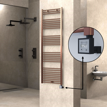 Radiva HAITI Elektirikli Havlupan 600x1800 Düz Bakır Eskitme (KTX3 Termostat) 600W - 1HAI06001800DK3PE7060 - Elektrikli Havlupan