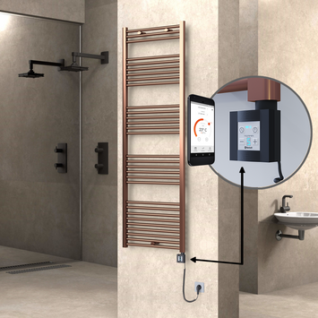 Radiva HAITI Elektirikli Havlupan 600x1800 Düz Bakır Eskitme (KTX4 Termostat) 600W Spiral Kablolu - 1HAI06001800DK3PEC060-K - Elektrikli Havlupan