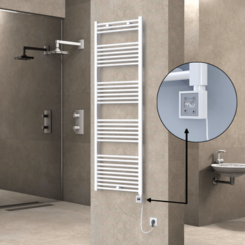 Radiva HAITI Elektirikli Havlupan 600x1800 Düz Beyaz (KTX3 Termostat) 1000W Spiral Kablolu - 1HAI06001800DB1PE7100-K - Elektrikli Havlupan