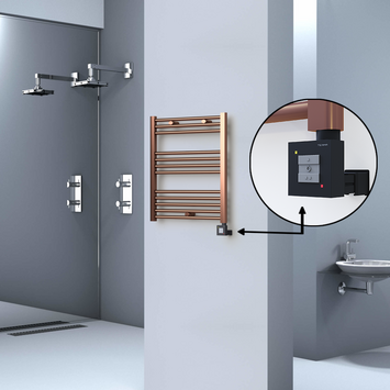 Radiva HAITI Elektirikli Havlupan 600x700 Düz Bakır Eskitme (KTX1 Termostat) 200W - 1HAI06000700DK3PEB020 - Elektrikli Havlupan