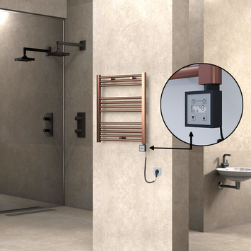 Radiva HAITI Elektirikli Havlupan 600x700 Düz Bakır Eskitme (KTX3 Termostat) 200W Spiral Kablolu - 1HAI06000700DK3PE7020-K - Elektrikli Havlupan