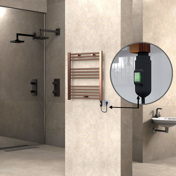 Radiva HAITI Elektirikli Havlupan 600x700 Düz Bakır Eskitme (On/Off Düğmeli) 200W - 1HAI06000700DK3PE1020 - Elektrikli Havlupan