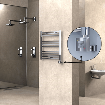 Radiva HAITI Elektirikli Havlupan 600x700 Düz Krom (KTX1 Termostat) 200W - 1HAI06000700DK1PEB020 - Elektrikli Havlupan