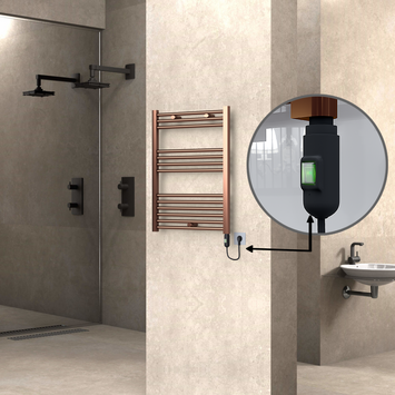 Radiva HAITI Elektirikli Havlupan 600x800 Düz Bakır Eskitme (On/Off Düğmeli) 300W - 1HAI06000800DK3PE1030 - Elektrikli Havlupan