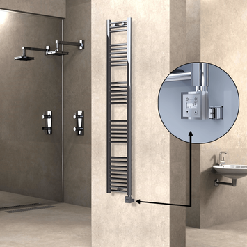 Radiva Haiti Elektrikli Havlupan 300x1800 Düz Krom (KTX3 Termostat) 300 Watt - 1HAI03001800DK1PE7030 - Elektrikli Havlupan