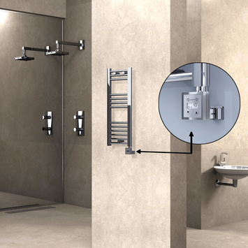 Radiva Haiti Elektrikli Havlupan 300x800 Düz Krom (KTX3 Termostat) 200 Watt - 1HAI03000800DK1PE7020 - Elektrikli Havlupan