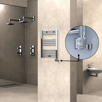 Radiva Haiti Elektrikli Havlupan 500x700 Düz Krom (KTX3 Termostat) 200 Watt - 1HAI05000700DK1PE7020 - Elektrikli Havlupan