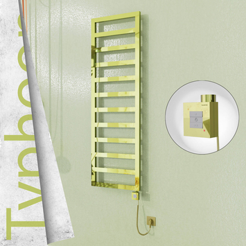 Radiva TYPHOON Elektrikli Paslanmaz Çelik Havlupan 500x1160 Altın (KTX1 Termostat) 300W Spiral Kablolu - 1TYP05001160K2PEB030-K - Elektrikli Havlupan
