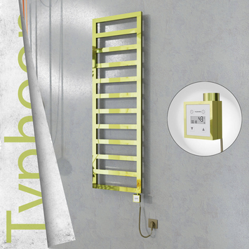 Radiva TYPHOON Elektrikli Paslanmaz Çelik Havlupan 500x1160 Altın (KTX3 Termostat) 300W Spiral Kablolu - 1TYP05001160K2PE7030-K - Elektrikli Havlupan
