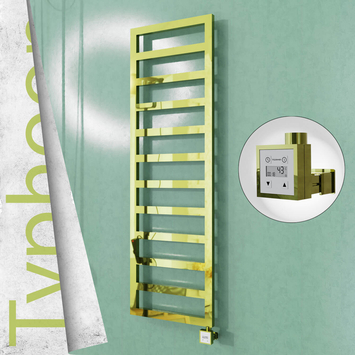 Radiva TYPHOON Elektrikli Paslanmaz Çelik Havlupan 500x1160 Altın (KTX3 Termostat) 300W - 1TYP05001160K2PE7030 - Elektrikli Havlupan