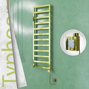 Radiva TYPHOON Elektrikli Paslanmaz Çelik Havlupan 500x1160 Altın (KTX4 Termostat) 300W Spiral Kablolu - 1TYP05001160K2PEC030-K - Elektrikli Havlupan