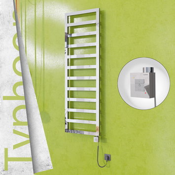 Radiva TYPHOON Elektrikli Paslanmaz Çelik Havlupan 500x1160 Ayna Polisaj (KTX1 Termostat) 300W Spiral Kablolu - 1TYP05001160P2PEB030-K - Elektrikli Havlupan