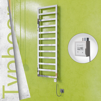 Radiva TYPHOON Elektrikli Paslanmaz Çelik Havlupan 500x1160 Ayna Polisaj (KTX3 Termostat) 300W Spiral Kablolu - 1TYP05001160P2PE7030-K - Elektrikli Havlupan